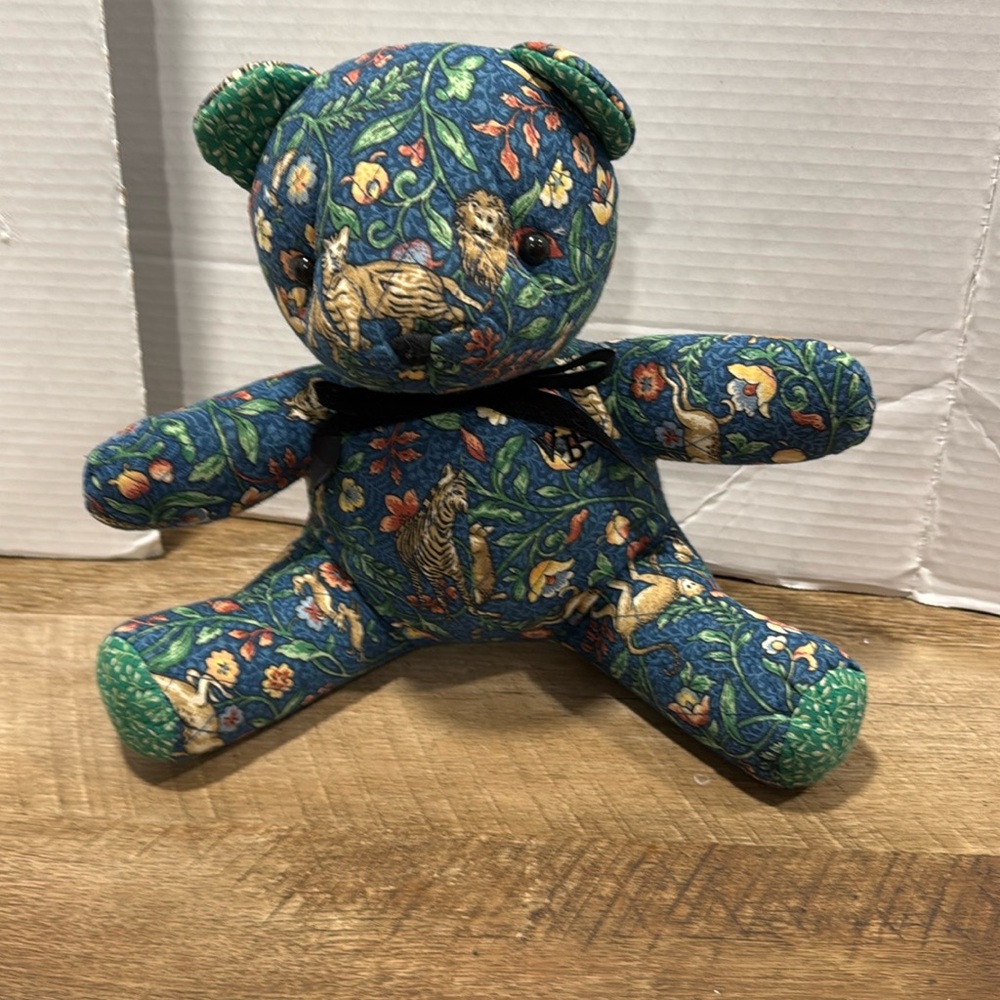 Vintage Vera Bradley stuffed teddy bear. animal Kingdom pattern